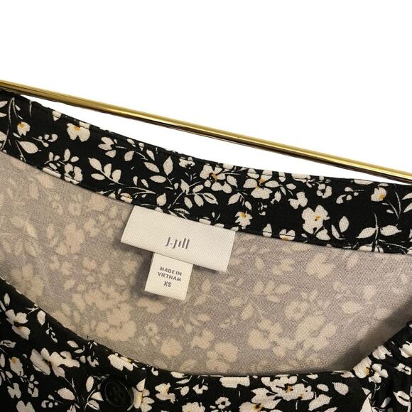 J. Jill Floral Print Button Front Square Neck Midi Dress Size XS - Picture 3 of 9